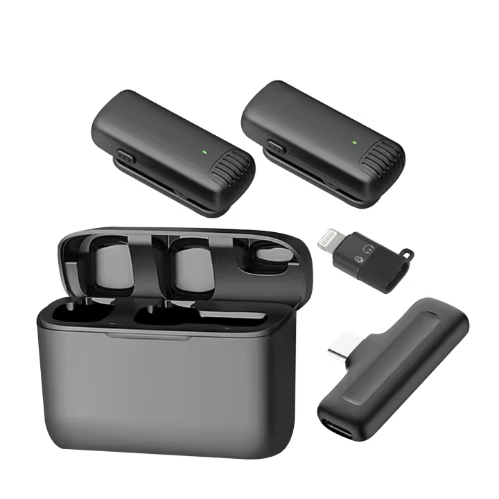 DAM. Micrófono inalámbrico portátil J13 Clip. Incluye 2 micros y 1 receptor. Para smartphone, cámaras y portátiles. Conexión USB-C + Lightning. 6x2x6cm. - 1