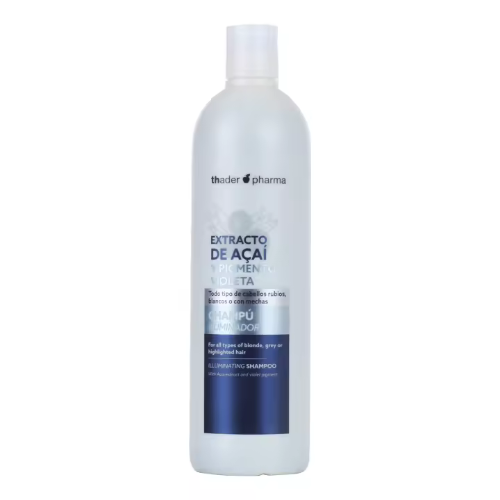 Thader Th Pharma Champú matizador para cabellos rubios, blancos o con mechas con Extracto de Açaí y Pigmento Violeta, 750 ml - 1