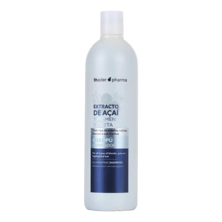 Thader Th Pharma Champú matizador para cabellos rubios, blancos o con mechas con Extracto de Açaí y Pigmento Violeta, 750 ml - 1