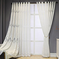 Cortinas De Lujo Jacobeanas Gris Blanca Para Dormitorio Y Sala De Estar Ventanas De Paredes Y Patios Europeas Sastre Tulle Con Anillos Grommet - details 3
