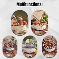 Parrilla Portátil De Acero Inoxidable Para Barbacoa Al Carbón Estilo Coreano Con Soporte Redondo Antideslizante Para Camping Al Aire Libre - details 3
