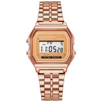Reloj Digital Elegante Para Mujer En Oro Y Plata De Acero Inoxidable Reloj De Pulsera Electrónico Para Negocios Y Hombres - details 17