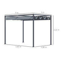 Pabellón de Jardín 4x3m WITH Tejado de Maple, Pabellón de Jardín WITH Tejado regulable, Independiente, Protección solar para patio y Jardín, Dark Gris - details 6