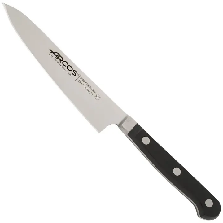 ARCOS Clásica - Cuchillo de Cocina (140 mm) - Hoja de Acero Inoxidable Forjado Nitrum® - Mango Negro de Polioximetileno (POM) - 1