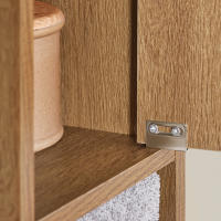 SoBuy Mueble Columna de Baño Armario para Baño Alto Estanterías de Baño con 5 Estantes Abiertos 2 Puertas y 1 Cajón Marrón 20 x 20 x 180 cm BZR34-PF ES - details 2
