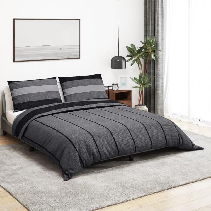 Vidaxl dark gray cotton duvet cover set 200x200 cm