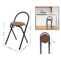 STARLEY-Taburete Plegable con Respaldo - Silla Plegable de Metal y Madera - Ideal para Cocina, Terraza o Jardín (Alto. 80 cm x Largo. 40 cm - Negro) - details 3
