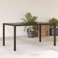 vidaXL Mesa de jardín superficie de vidrio ratán PE 150x90x75 cm en color Negro/Beige/Gris y más | estructura resistente ideal para salón dormitorio o estudio - details 3
