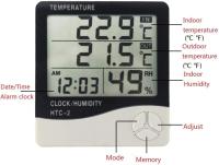 Medidor De Temperatura Y Humedad Digital LCD HTC-2/HTC-1 Estación Meteorológica Con Reloj Para Interiores Y Exteriores Uso Doméstico - details 3