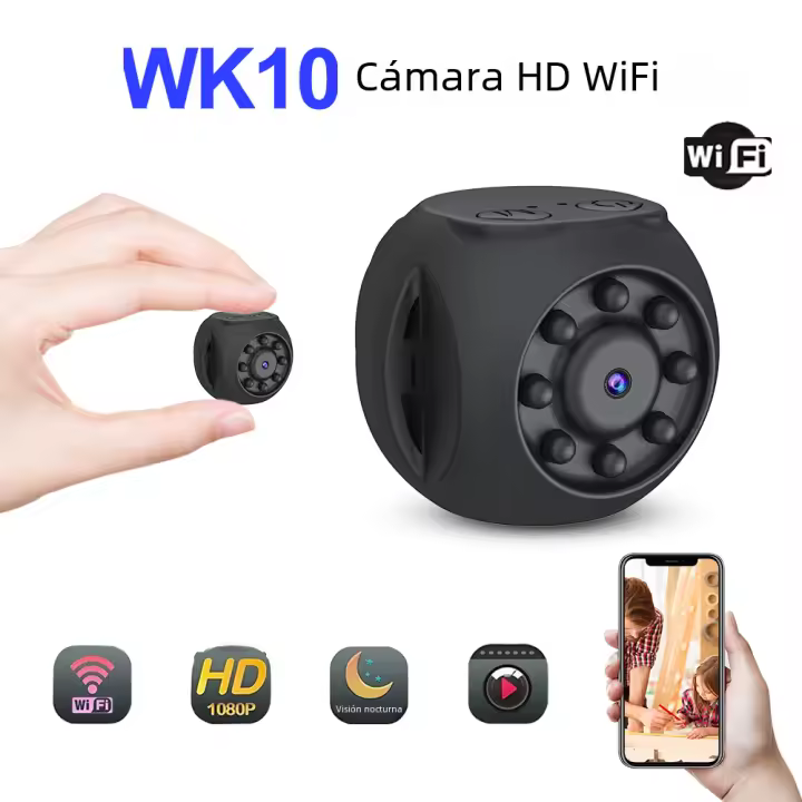 Cámara Wifi Mini WK10 HD Con Grabación De Voz Micro Y Visión Nocturna Infrarroja DV Camcorder 1080P IPC Sin Memoria Integrada - 1
