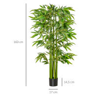 HOMCOM Árbol de Bambú Artificial 160 cm Planta Artificial con 975 Hojas y Maceta Planta Artificial Decorativa para Interior Hogar Salón Oficina Verde - details 2