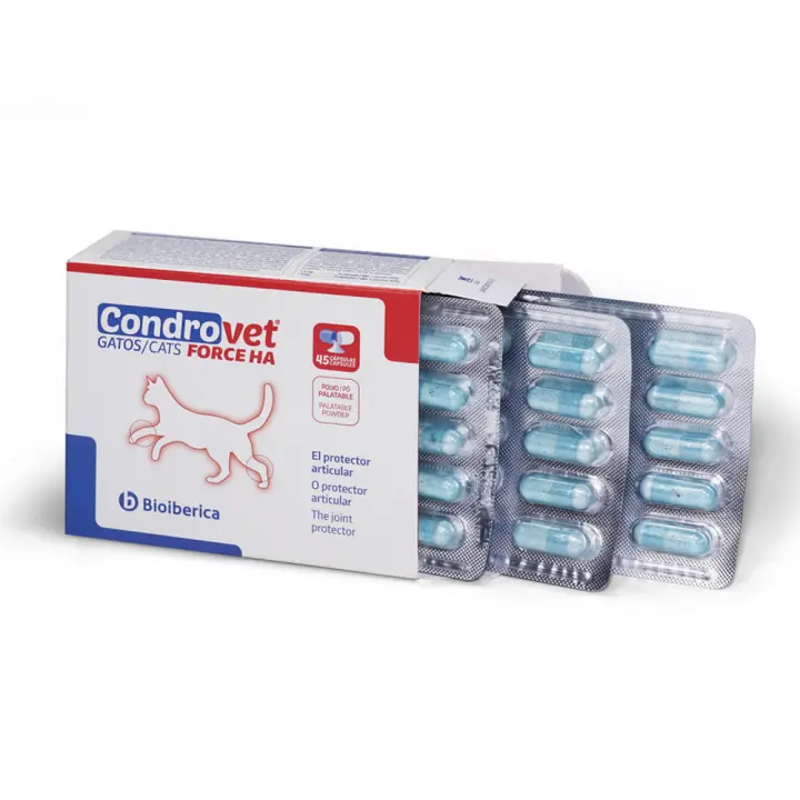 Condrovet Force HA para gatos 45 cápsulas suplemento condroprotector BIOIBERICA - 1