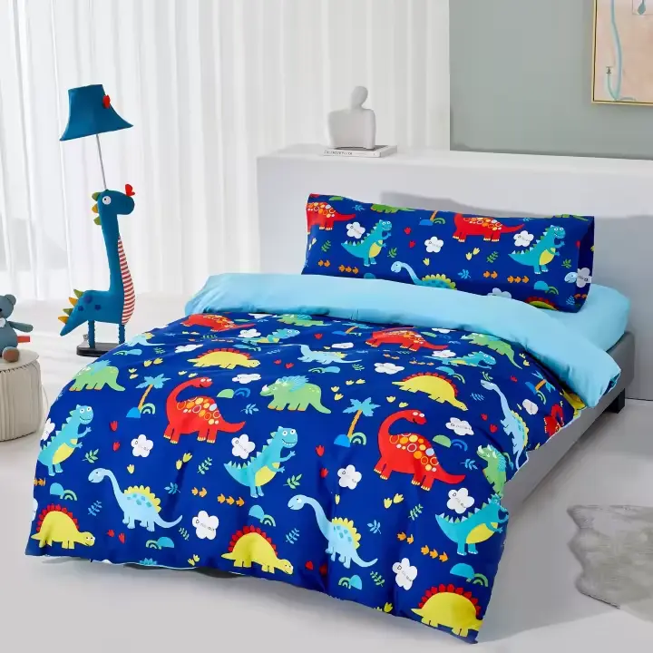 Funda Nórdica Infantil para Cama 3 Piezas - Incluye Fundas Poliéster Nórdico, Sábana bajera para colchon de Hasta 20cm, 1 Fundas de almohada, con Patrón Moderna de Poliéster Muy Suave Transpirable - 1
