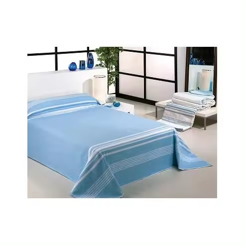 Manta de Algodón Para Hotel y Residencias Azul y Blanca 450 Gr Sibiles TC01056 - 1