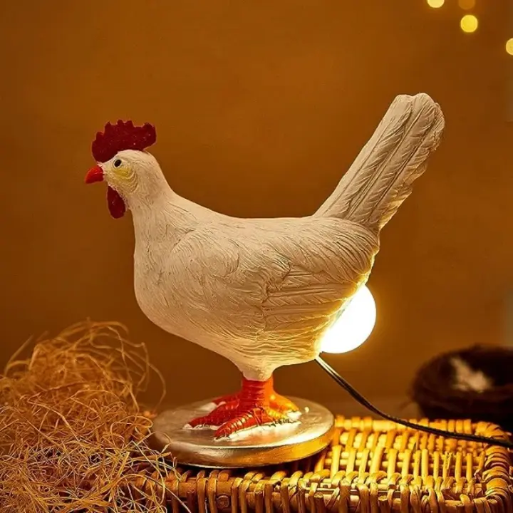 Lámpara De Noche Decorativa De Resina En Forma De Pollo Simulación Animal Divertida Para Decoración De Pascua Y Carnaval Ornamento De Huevo De Pascua - 1