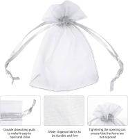100 bolsas de regalo de organza de lavanda, color blanco, 7 x 9 cm, para joyas, preferencias de boda - details 1