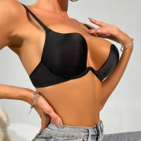 Sujetador De Push up Para Mujer Sin Espalda Estilo Sexy Recogedor Invisibles Sin Costuras De Corte Profundo Bragas De Boda Lencería Transparente Sin Aros - details 14
