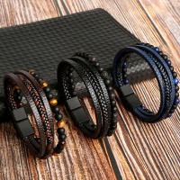Pulsera Volcánica De Piedra Con Cuero Y Tratamiento Magnético Para Alivio Del Emancipación Pulsera De Salud Para Hombres - details 0