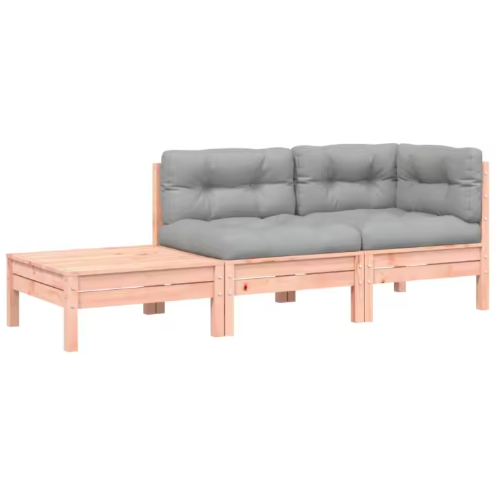 vidaXL Sofá de jardín con cojines reposapiés madera de pino impregnada Marrón pino, Douglas natural, Impregnado natural Conjunto Terraza Muebles Jardín Exterior Juego de Muebles de jardín Mueble Jardín Exterior Muebles de Salon Exterior - 1