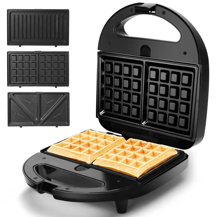 AIGOSTAR Sandwichera 3 en 1, Grill y Gofrera. 3 Placas Desmontables Antiadherentes e Intercambiables. ( 750W ) - 1