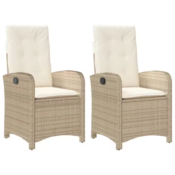 Sillones reclinables de Jardín con 2 UDS beige trinquete PE - 1