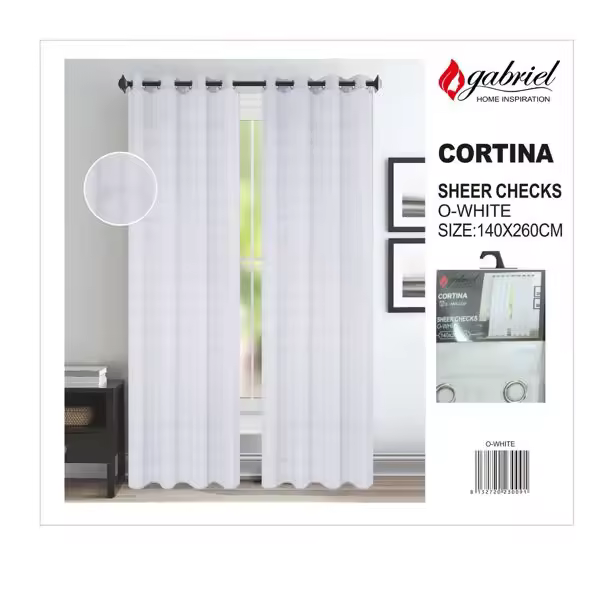 CORTINA SEMIOPACA DE 140X260CM CON 8 ANILLAS - 1