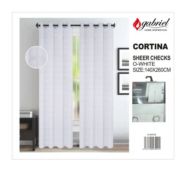 CORTINA SEMIOPACA DE 140X260CM CON 8 ANILLAS - 1