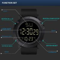 Reloj Deportivo Electrónico Para Hombres Y Adolescentes Multifuncional Impermeable Luminoso Militar Exterior LED Digital Reloj De Pulsera Para Niños - details 5