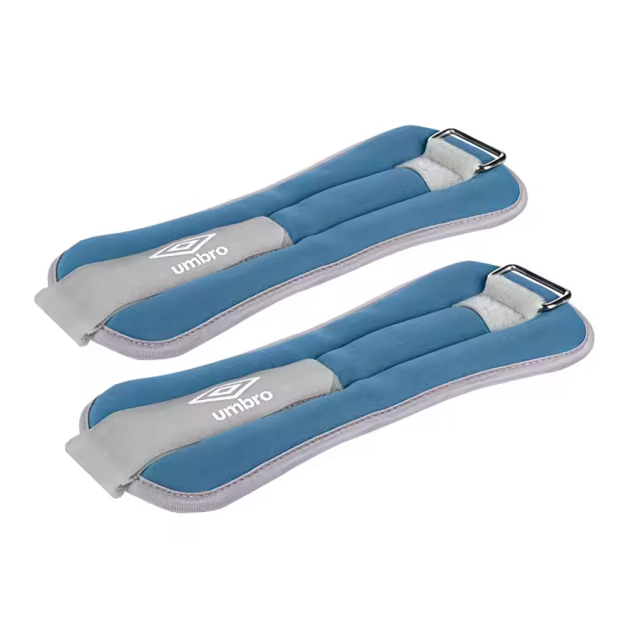 Umbro Pesas para piernas y brazos, 500 g, ajustables, con cierre de velcro, ajuste cómodo, color gris y azul - 1