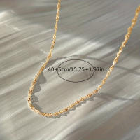 Collar De Acero Inoxidable Plateado En Oro Para Mujer Estilo Sencillo Cadena Del Pecho Joyería Femenina - details 0