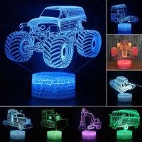 Lámpara De Noche 3D LED Táctil Para Coche Camión Tractor Excavadora Ilusión De Mesa Decorativa Para Dormitorio De Bebé Regalo Para Navidad Cumpleaños - details 2