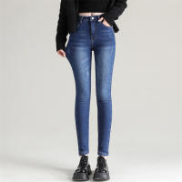 Jeans Térmicos Para Mujer Invierno Nieve Cálido Grueso Vaqueros Delgados Con Felpa Estilo Retro Azul Pantalones Largos Casual - details 20