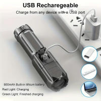 Linterna Táctica LED Recargable USB Impermeable Con Zoom Para Pesca Caza Camping Emergencias Luz De Iluminación Exterior - details 3