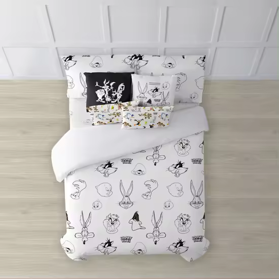 BL BELUM  Funda nórdica Looney Tunes  Funda nórdica Modelo Looney B&W  Funda Nórdica con Botones  Funda nórdica 100% algodón  Funda Nórdica - Funda Nórdica Extrasuave - Funda Nórdica 100% Made in Spain - 1