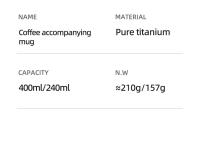Tiartisan Taza De Café Y Té De Titanio Ultraligera Para Camping Y Exteriores Con Tapón Termo Doble Capa Portátil 400ml - details 11