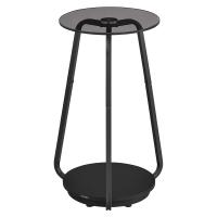 Mesa Auxiliar Redonda de 2 Niveles, Mesita de Noche con Tapa de Cristal y Estante de Aglomerado, Estilo Moderno, Ideal para Sala de Estar y Espacios Pequeños, Blanco Mármol - details 5