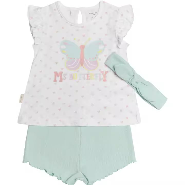 Ysabel Mora - Conjunto bebé manga corta flores y short - 1