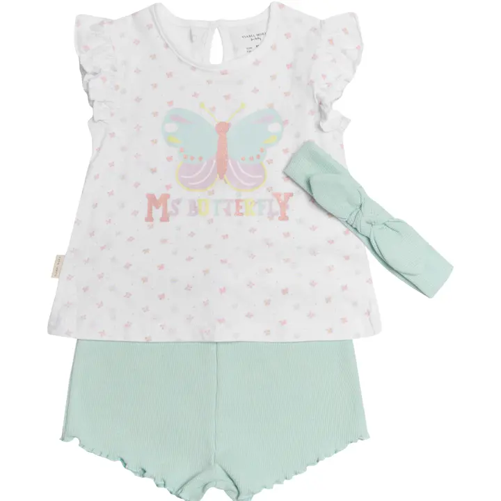 Ysabel Mora - Conjunto bebé manga corta flores y short - 1