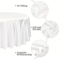 Mantel Redondo De Seda Blanca 1 Pieza Fundas Para Mesa Brillante Y Suave Para Bodas Fiestas Restaurante Banquete Decoraciones - details 1