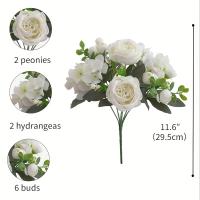 1 Rama De Flores Artificiales Peonía Para Decoración Silken Rosa Falsa De Plástico Centro De Mesa Para El Hogar Flores Falsas Para Bodas - details 0