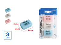 Stelán Gomas de Borrar Suaves – Pack de 3 Borradores de Colores (Azul, Blanco, Rosa), PVC Sin Tóxicos, Tamaño 37x25x15mm – Para Escuela, Oficina y Dibujo Técnico - details 0