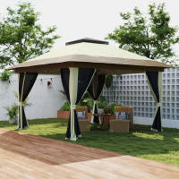 Outsunny Carpa Plegable Gazebo 3,6x3,6 m Cenador Plegable con 4 Paredes Laterales de Malla Anti-UV Altura Ajustable Bolsa de Arena y Bolsa de Transporte para Camping Fiestas - details 1