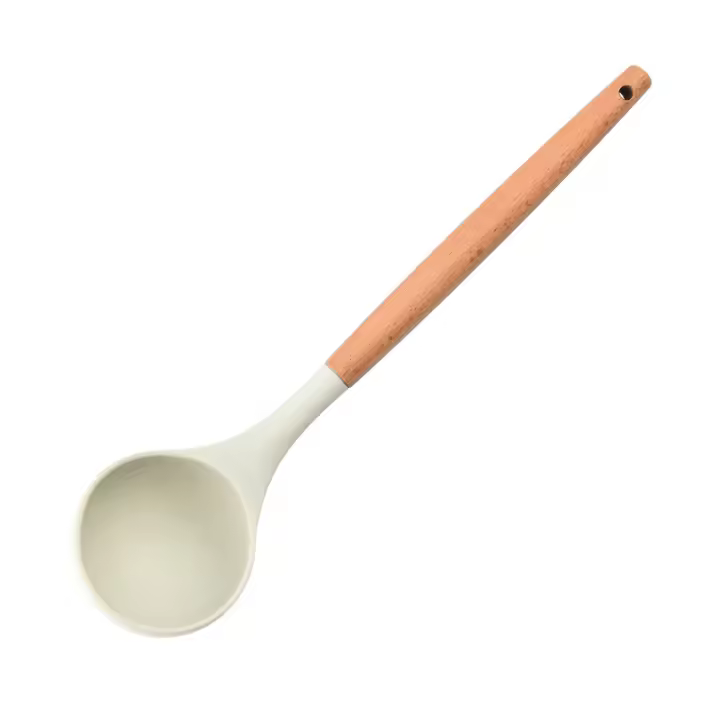 Juego De Utensilios De Cocina Ecológicos De Silicona Con Mango De Madera No Adherente Cuchara De Silicona Para Sopa Set De Cocina Resistente Al Calor - 1