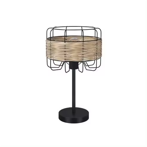 FABRILAMP Lámpara de Mesa Sobremesa Zenda 1xe27 Forja/ratán 44x25x25 Cm - Negro - 1