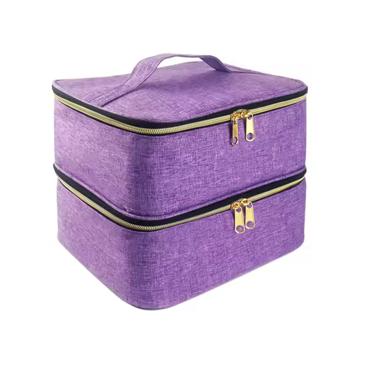 Bolsa Organizadora de Esmalte de Uñas Portátil Porta 30 Botellas y Secador de Uñas Lámpara Morado - 1