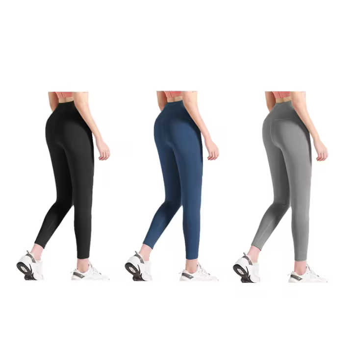 Pack Ahorro 3 piezas FREES COPES Leggings de Yoga, Pantalones de Yoga de Cintura Alta para Mujer, para Ejercicio  Ropa Deportiva para Yoga- Negro+Azul+Gris novedad A - 1