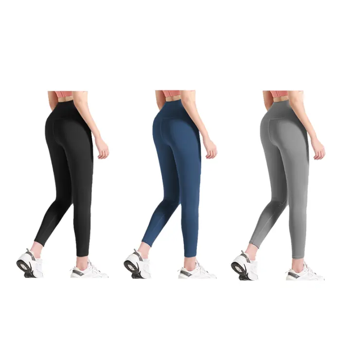 Pack Ahorro 3 piezas FREES COPES Leggings de Yoga, Pantalones de Yoga de Cintura Alta para Mujer, para Ejercicio  Ropa Deportiva para Yoga- Negro+Azul+Gris novedad A - 1