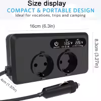 Inversor de alimentación de automóviles 200W DC 12V a AC 220V 2X Puertos USB 2X Tipo C Convertidor automático - details 1