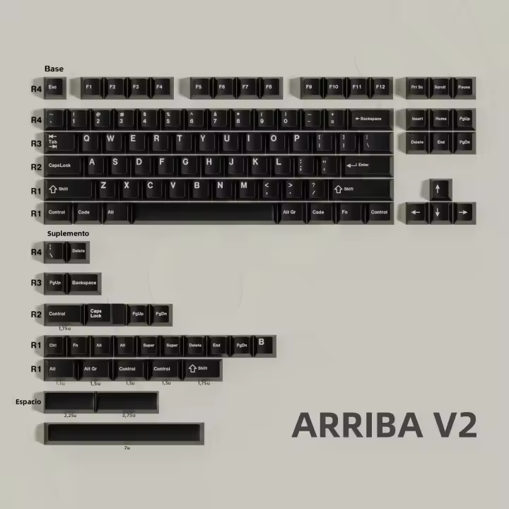 Aifei Keycaps Set Grande Doble Shot Perfil Cherry ABS Para Teclado Wooting GMK Hi75 Switches Layout ANSI Split Purple Green - 1