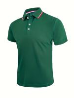 Camisa Polo Hombre Verano Transpirable Cómoda De Color Sólido Cuello Redondo Manga Corta Alta Calidad Ropa Casual De Calidad - details 23